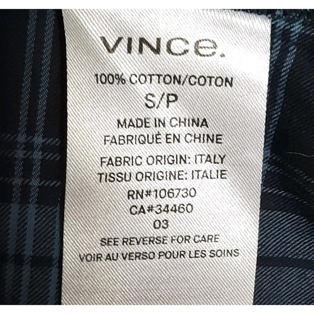 Vince Coastal Blue Plaid Oversized Split V-Neck Pop Over Lightweight Blouse Sz S - Picture 4 of 5